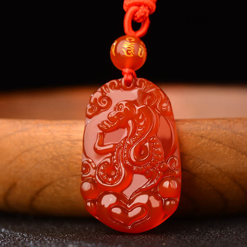 Halskette mit Anhänger Buddha Stones Chinese Zodiac Red Achat Glück - image 3