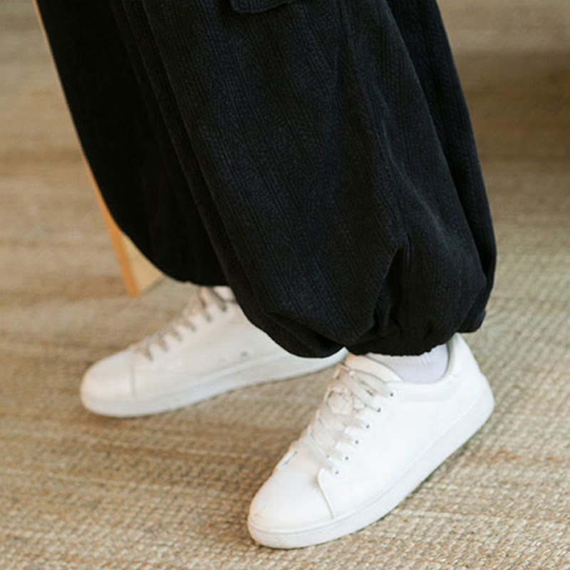 Buddha Stones Herbst Winter Herren-Cargohose aus Chenille-Cord mit Kordelzug und Taschen - image 13