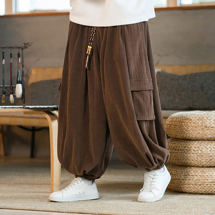 Buddha Stones Herbst Winter Herren-Cargohose aus Chenille-Cord mit Kordelzug und Taschen - image 17