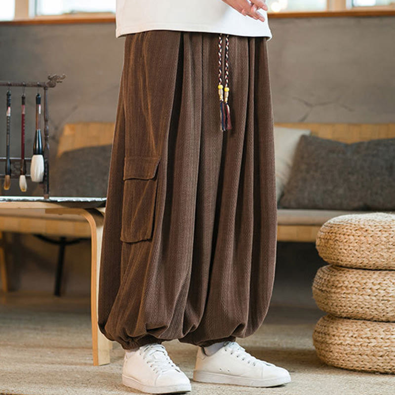 Buddha Stones Herbst Winter Herren-Cargohose aus Chenille-Cord mit Kordelzug und Taschen - image 22
