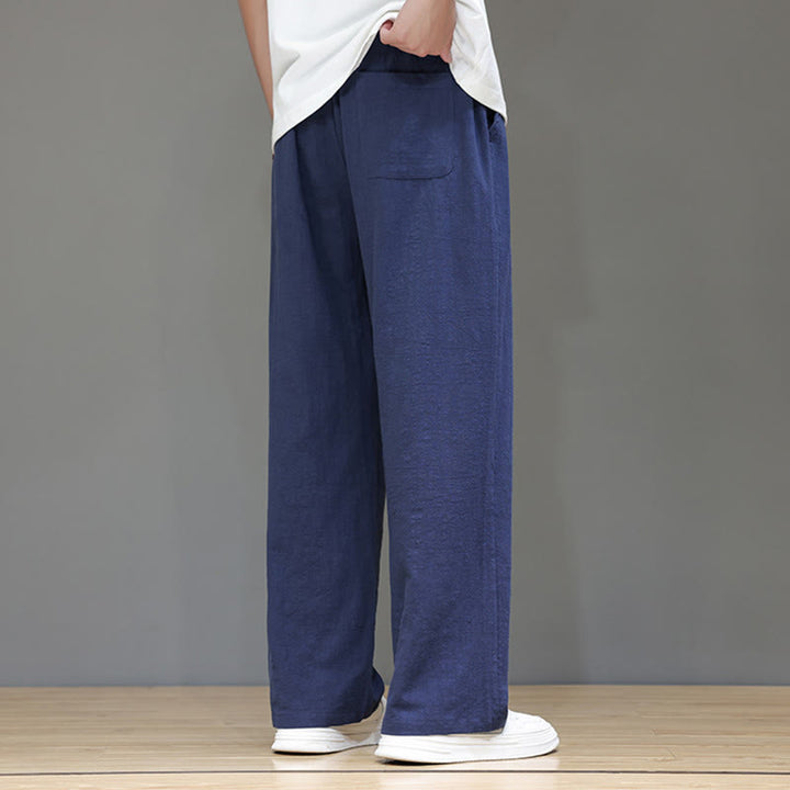 Buddha Stones Sommerhose für Herren aus Baumwolle und Leinen mit geradem Bein und Taschen - image 5