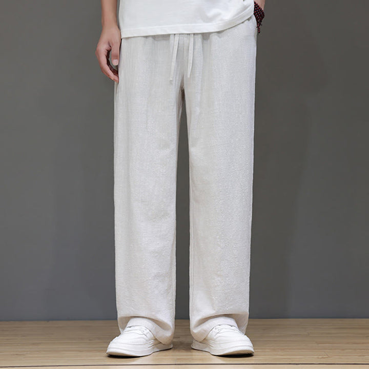 Buddha Stones Sommerhose für Herren aus Baumwolle und Leinen mit geradem Bein und Taschen - image 12