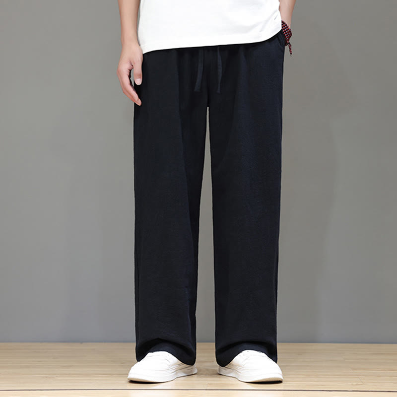 Buddha Stones Sommerhose für Herren aus Baumwolle und Leinen mit geradem Bein und Taschen - image 32