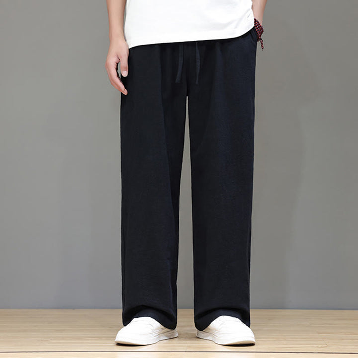 Buddha Stones Sommerhose für Herren aus Baumwolle und Leinen mit geradem Bein und Taschen - image 32