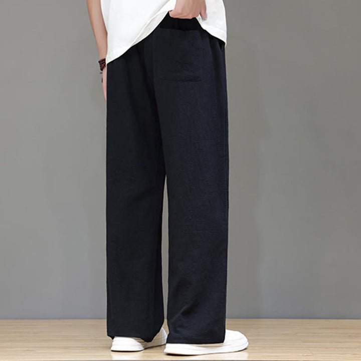 Buddha Stones Sommerhose für Herren aus Baumwolle und Leinen mit geradem Bein und Taschen - image 35