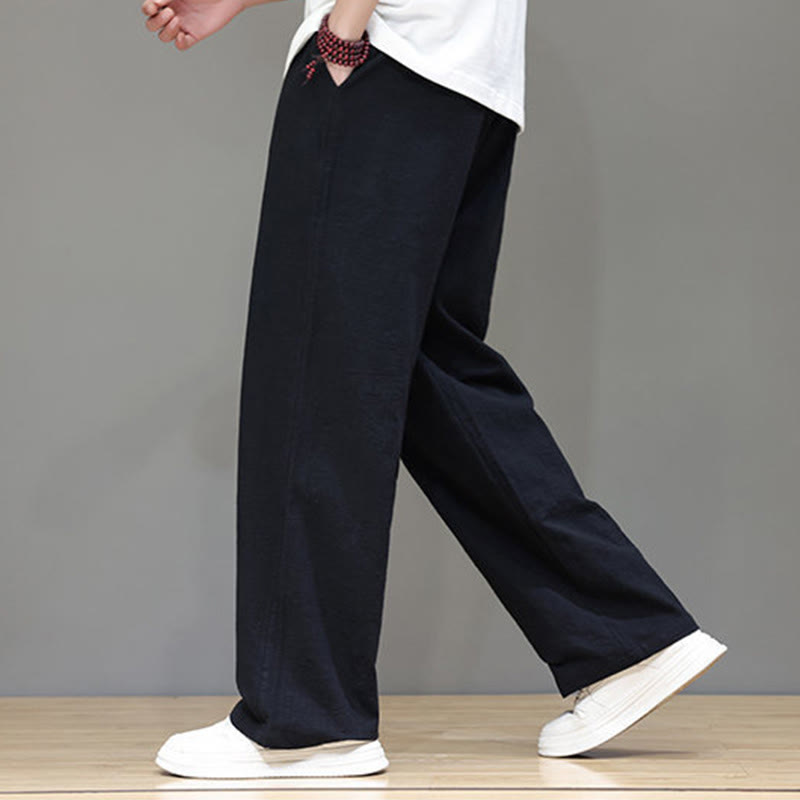 Buddha Stones Sommerhose für Herren aus Baumwolle und Leinen mit geradem Bein und Taschen - image 36