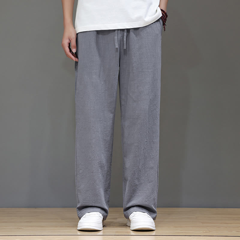 Buddha Stones Sommerhose für Herren aus Baumwolle und Leinen mit geradem Bein und Taschen - image 20