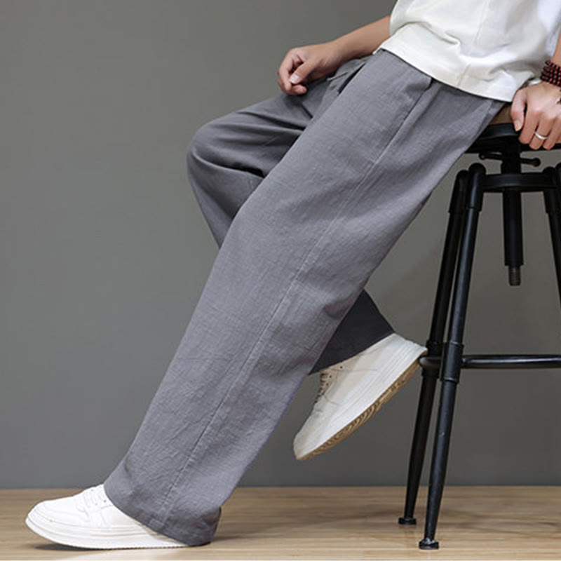 Buddha Stones Sommerhose für Herren aus Baumwolle und Leinen mit geradem Bein und Taschen - image 26