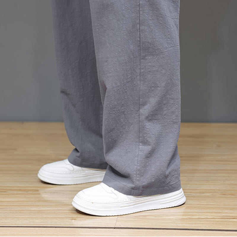 Buddha Stones Sommerhose für Herren aus Baumwolle und Leinen mit geradem Bein und Taschen - image 30