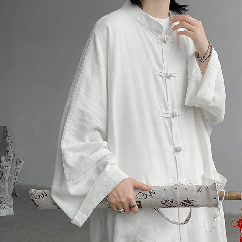 Buddha Stones 2-teiliges Herren-Kleidungsset mit langen Ärmeln und Froschknöpfen, Hemd und Hose, Meditation, Zen, Baumwolle - image 10