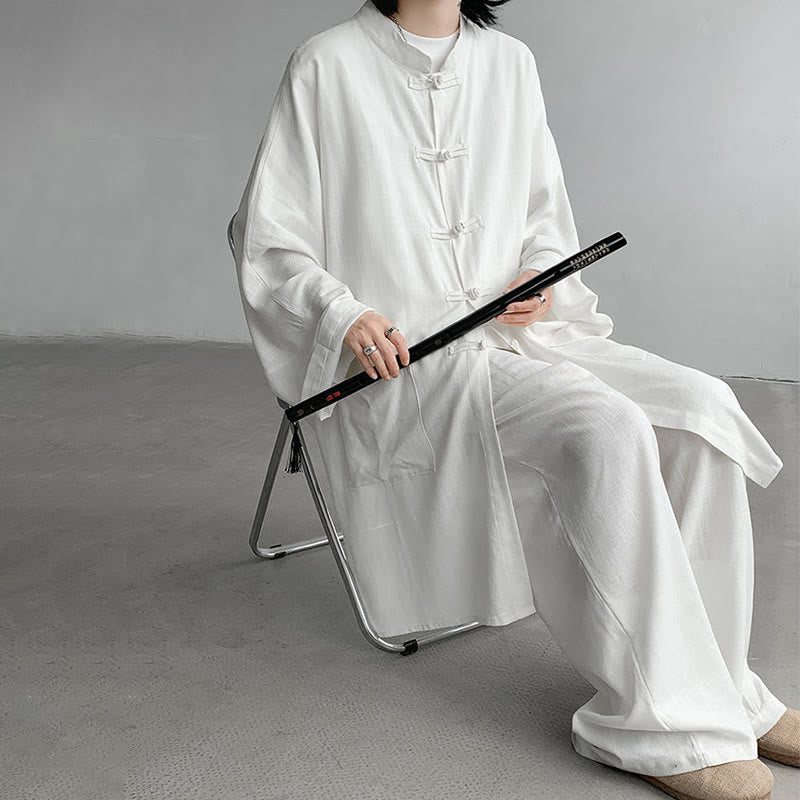 Buddha Stones 2-teiliges Herren-Kleidungsset mit langen Ärmeln und Froschknöpfen, Hemd und Hose, Meditation, Zen, Baumwolle - image 9