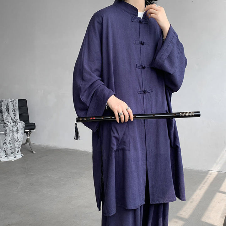 Buddha Stones 2-teiliges Herren-Kleidungsset mit langen Ärmeln und Froschknöpfen, Hemd und Hose, Meditation, Zen, Baumwolle - image 17