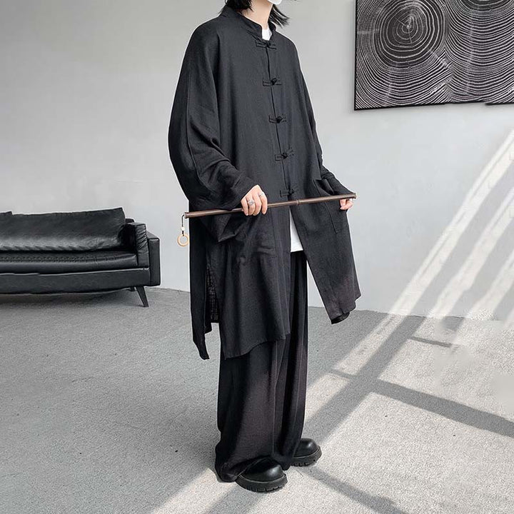 Buddha Stones 2-teiliges Herren-Kleidungsset mit langen Ärmeln und Froschknöpfen, Hemd und Hose, Meditation, Zen, Baumwolle - image 24