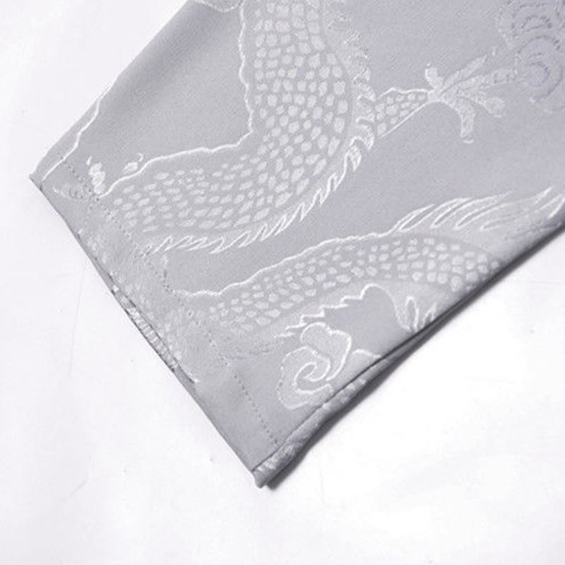 Buddha Stones 2-teiliger Tang-Anzug mit Drachen- und Frosch-Knopfleiste, langärmeliges Hemd und Hose, Bekleidungsset für Herren - image 14