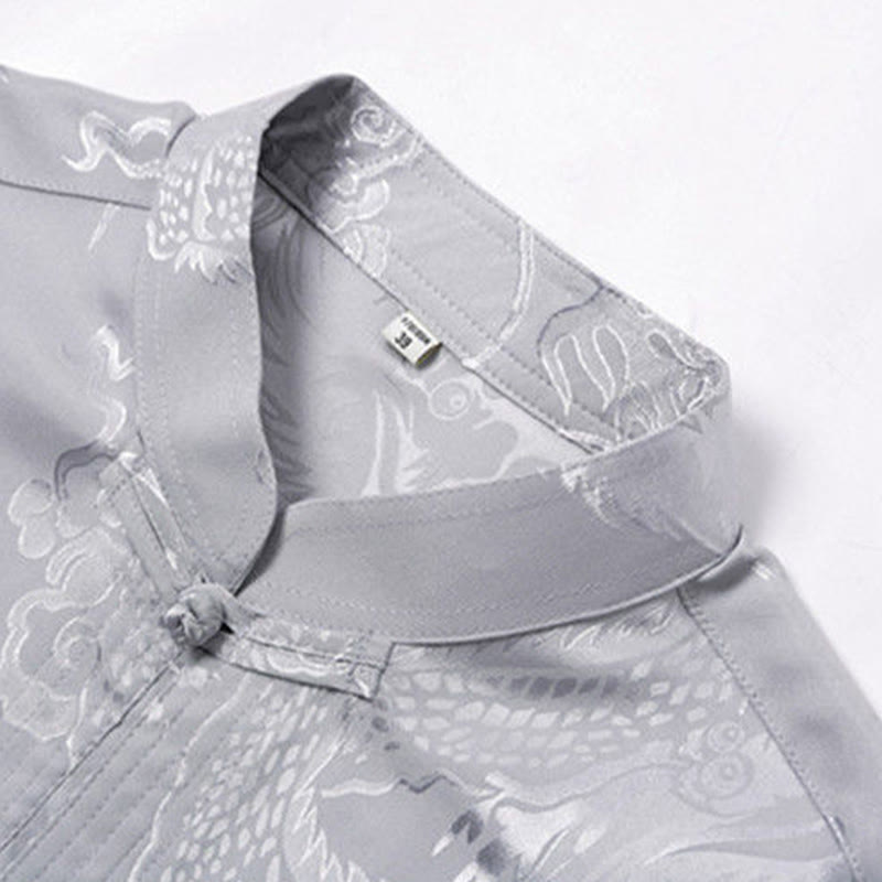 Buddha Stones 2-teiliger Tang-Anzug mit Drachen- und Frosch-Knopfleiste, langärmeliges Hemd und Hose, Bekleidungsset für Herren - image 10