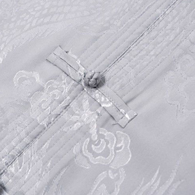 Buddha Stones 2-teiliger Tang-Anzug mit Drachen- und Frosch-Knopfleiste, langärmeliges Hemd und Hose, Bekleidungsset für Herren - image 11