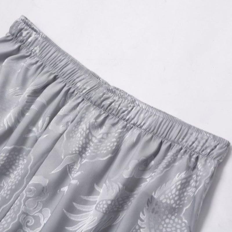 Buddha Stones 2-teiliger Tang-Anzug mit Drachen- und Frosch-Knopfleiste, langärmeliges Hemd und Hose, Bekleidungsset für Herren - image 13