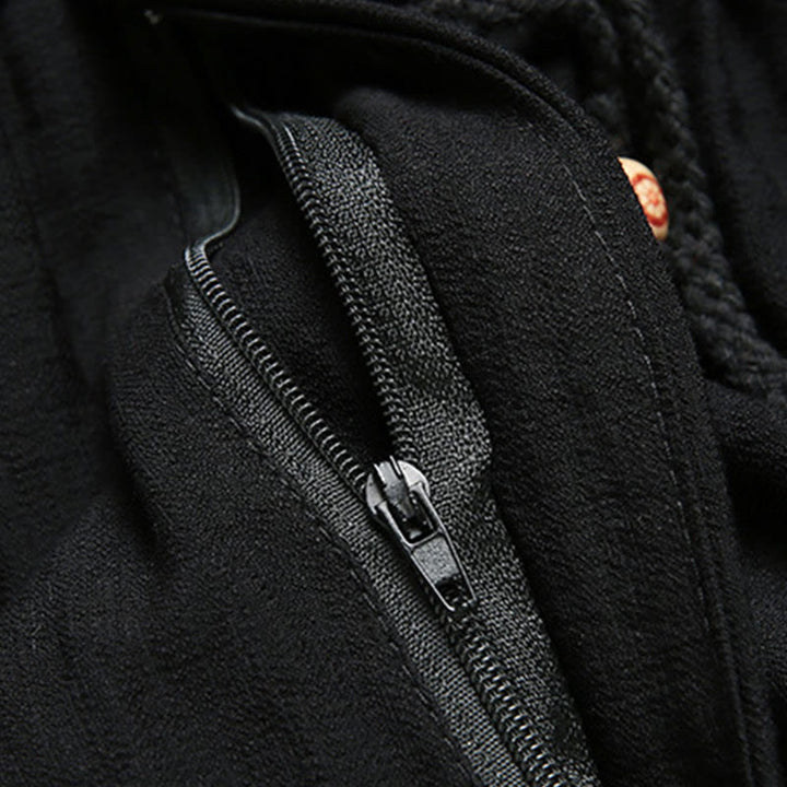 Buddha Stones 2-teiliger Tang-Anzug für Herren mit Koi-Fisch-Muster und Froschknöpfen, langärmelig, Hemd und Hose - image 3