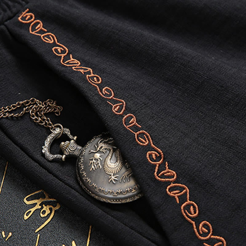 Buddha Stones 2-teiliger Tang-Anzug für Herren mit Koi-Fisch-Muster und Froschknöpfen, langärmelig, Hemd und Hose - image 4