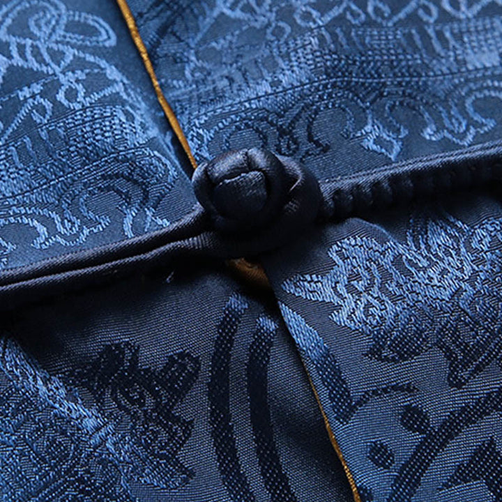 Buddha Stones 2-teiliger Tang-Anzug für Herren mit Koi-Fisch-Muster und Froschknöpfen, langärmelig, Hemd und Hose - image 12