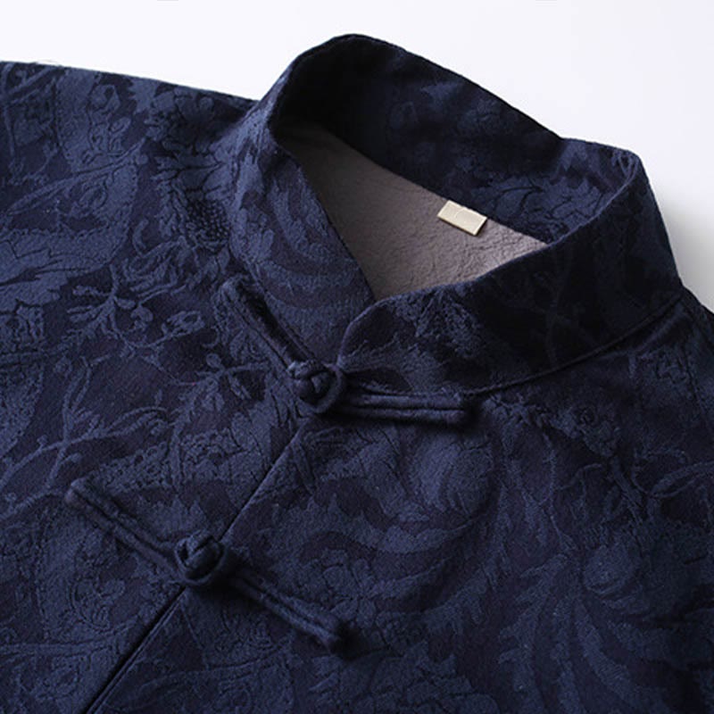 Buddha Stones 2-teiliger Tang-Anzug für Herren, Jacquard-Rebenmuster, Froschknopf, Baumwolle, Langarm, Hemd, Hose - image 1