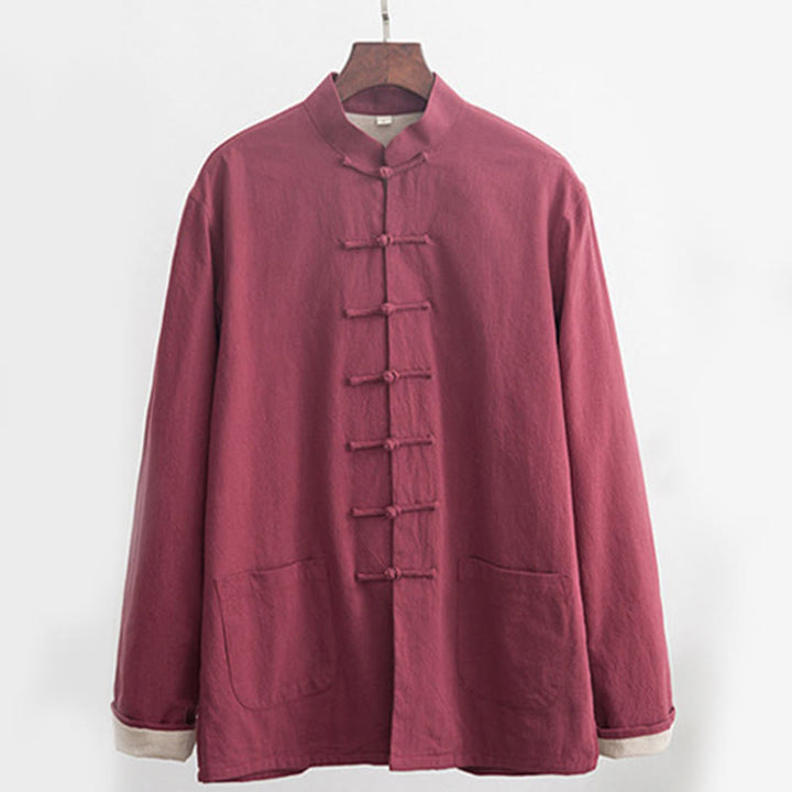 Buddha Stones 2-teiliger Zen-Tang-Anzug für Herren aus Leinen mit Froschknöpfen, langärmeliges Hemd und Hose - image 19