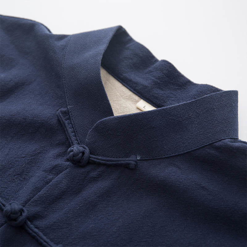 Buddha Stones 2-teiliger Zen-Tang-Anzug für Herren aus Leinen mit Froschknöpfen, langärmeliges Hemd und Hose - image 25