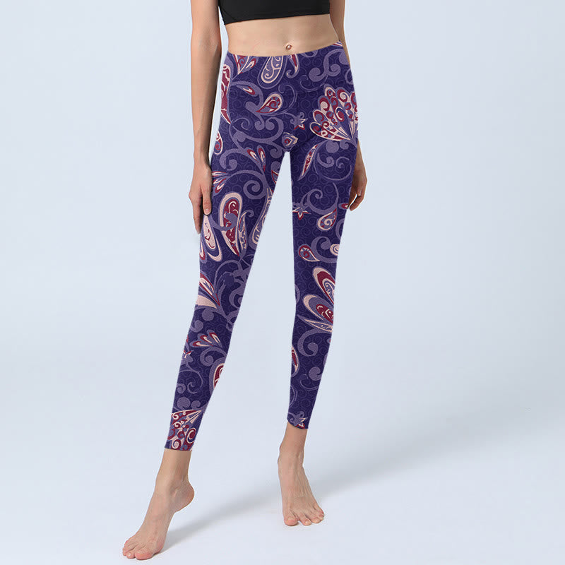 Buddha Stones, lila Blütenblätter-Druck, Fitness-Leggings für Damen, Yoga-Hose - image 6