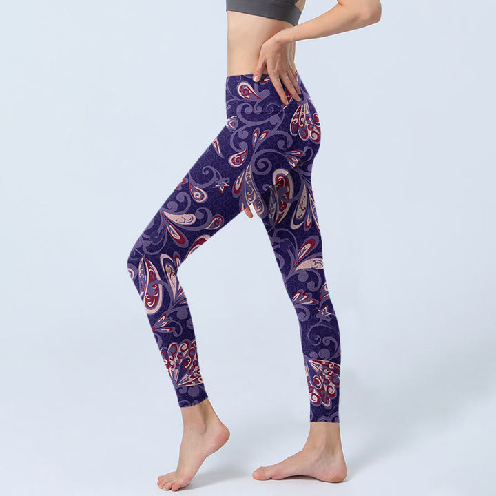 Buddha Stones, lila Blütenblätter-Druck, Fitness-Leggings für Damen, Yoga-Hose - image 3
