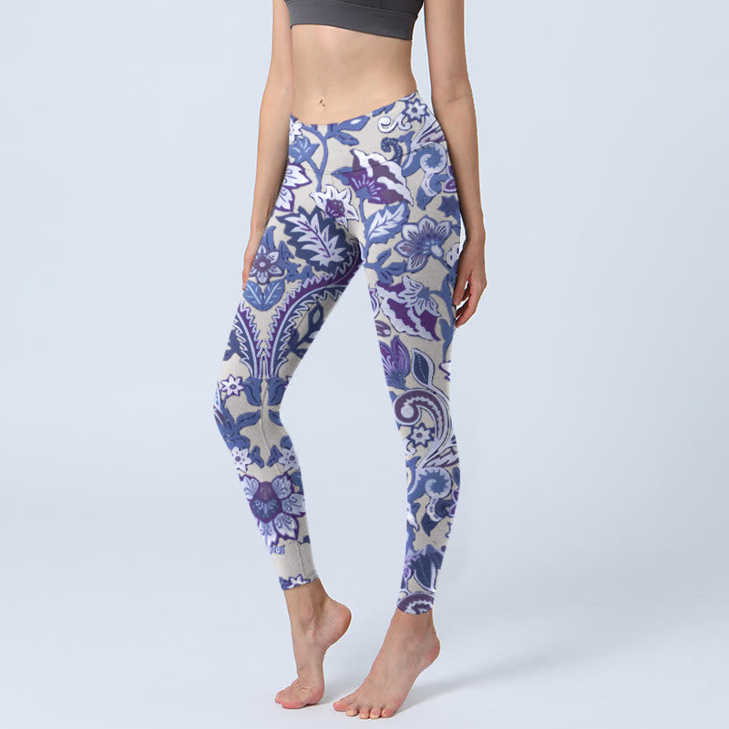 Buddha Stones, lila, Blumenblätter-Druck, Fitness-Leggings für Damen, Yoga-Hose - Mittelviolett - US18, UK/AU22,EU50 (4XL) - image 1