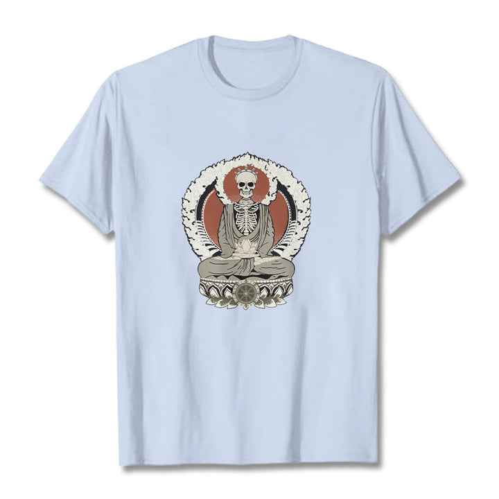 Buddha Stones Skelett Muster T T-shirt - HellCyan - 2XL - image 19