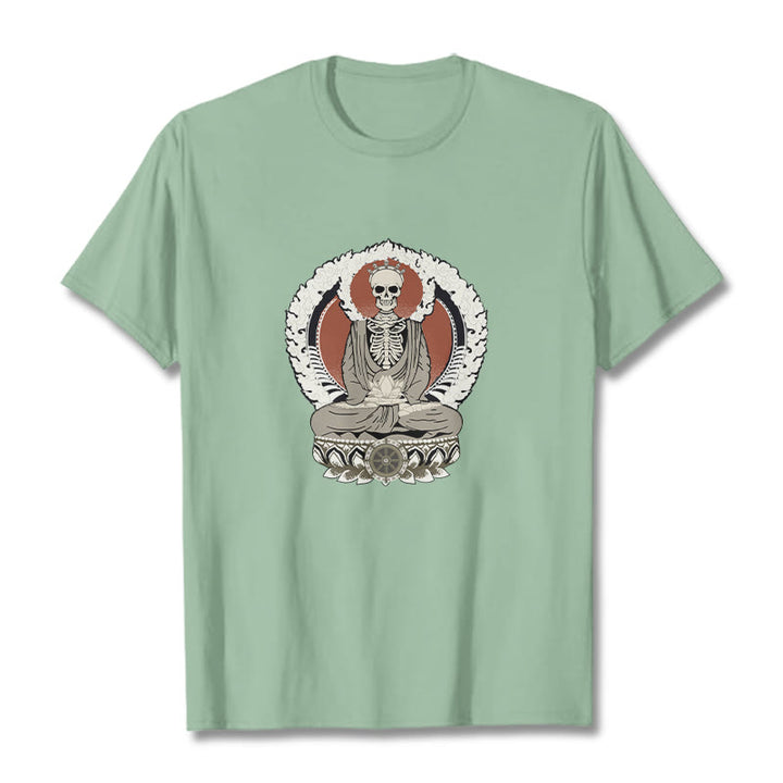 Buddha Stones Skelett Muster T T-shirt - Blassgrün - 2XL - image 15