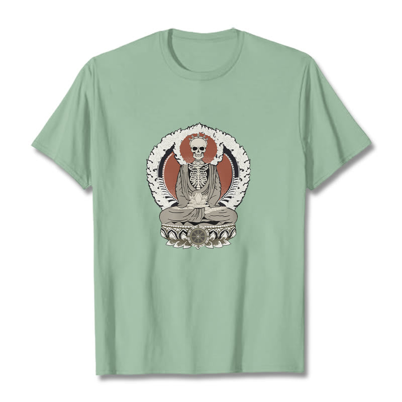 Buddha Stones Skelett Muster T T-shirt - Blassgrün - 2XL - image 15