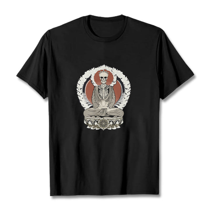 Buddha Stones Skelett Muster T T-shirt - Schwarz - 2XL - image 1