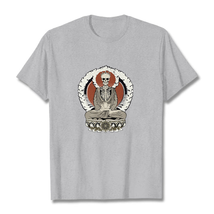 Buddha Stones Skelett Muster T T-shirt - Hellgrau - 2XL - image 20