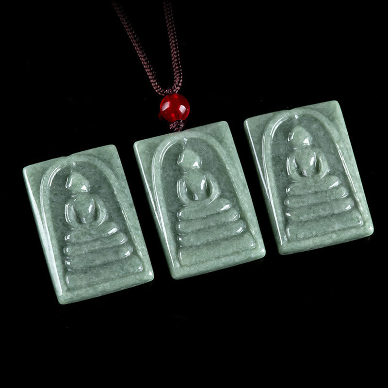 Buddha Stones, formloser Buddha, Jade, quadratisches Amulett, Wohlstands-Halskettenanhänger - image 8