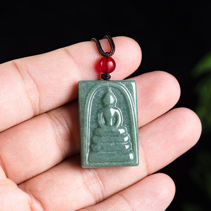 Buddha Stones, formloser Buddha, Jade, quadratisches Amulett, Wohlstands-Halskettenanhänger - image 5