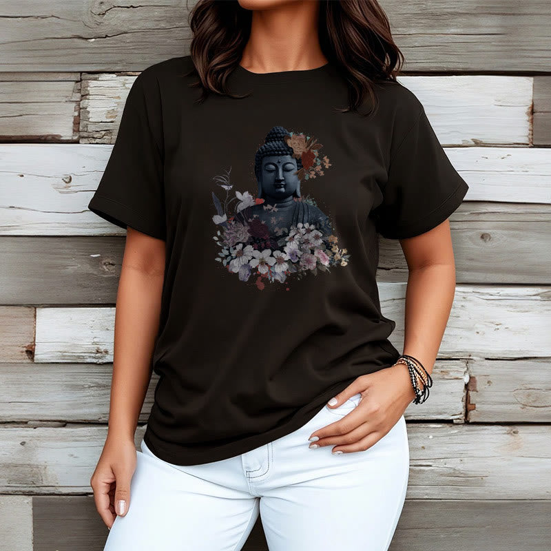 Buddha Stones Bunte Blumen Rund Um Buddha Muster T T-shirt - image 8