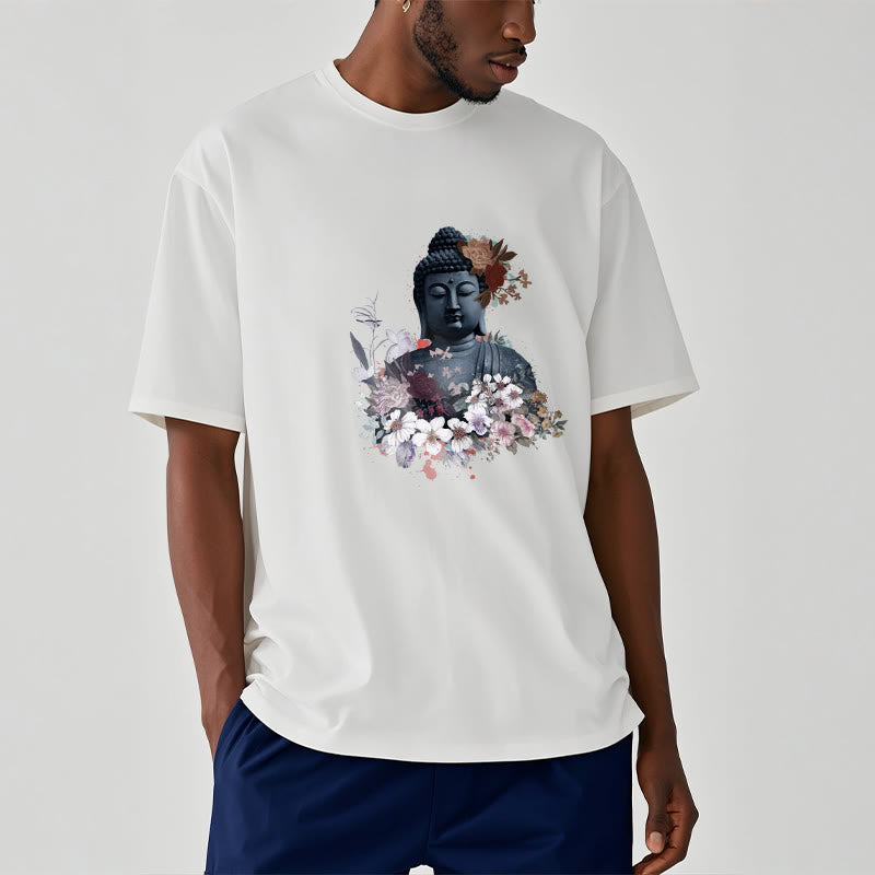 Buddha Stones Bunte Blumen Rund Um Buddha Muster T T-shirt - image 2