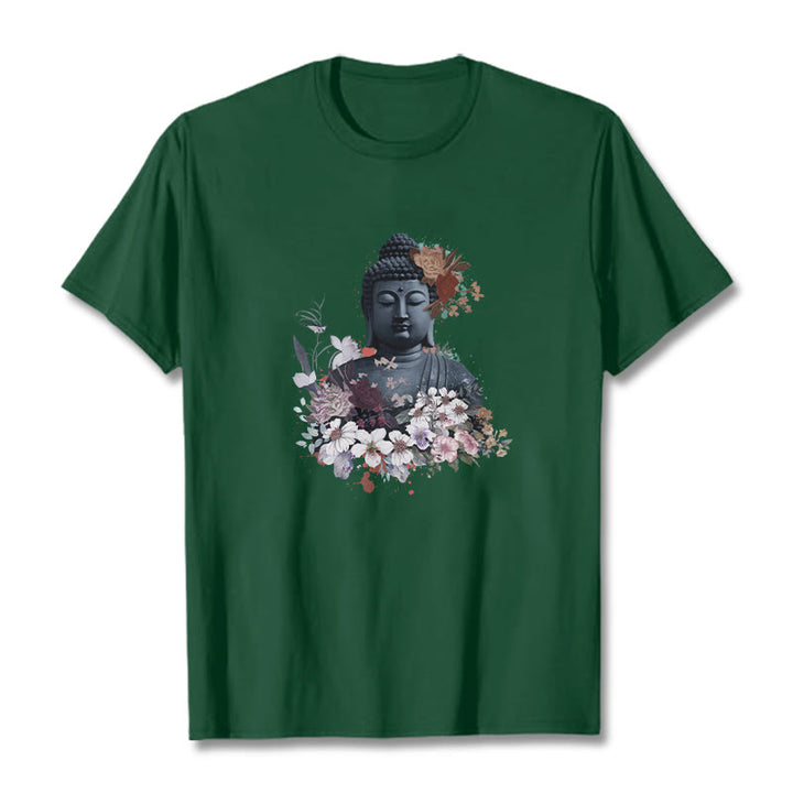 Buddha Stones Bunte Blumen Rund Um Buddha Muster T T-shirt - WaldGrün - 2XL - image 11