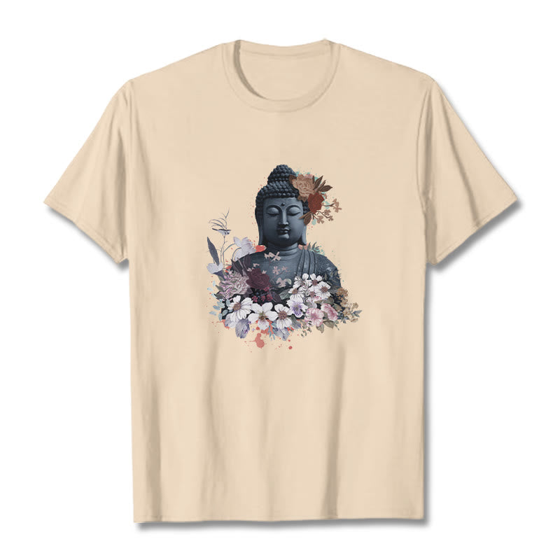 Buddha Stones Bunte Blumen Rund Um Buddha Muster T T-shirt - Bisque - 2XL - image 9