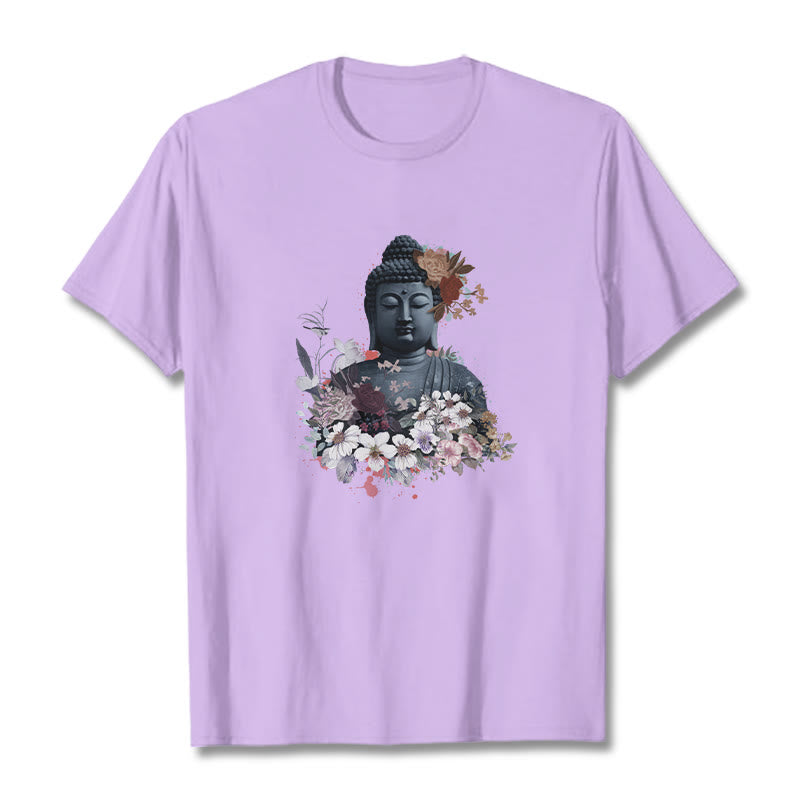 Buddha Stones Bunte Blumen Rund Um Buddha Muster T T-shirt - Pflaume - 2XL - image 17