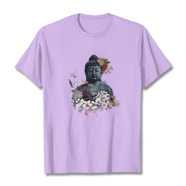 Buddha Stones Bunte Blumen Rund Um Buddha Muster T T-shirt - Pflaume - 2XL - image 17