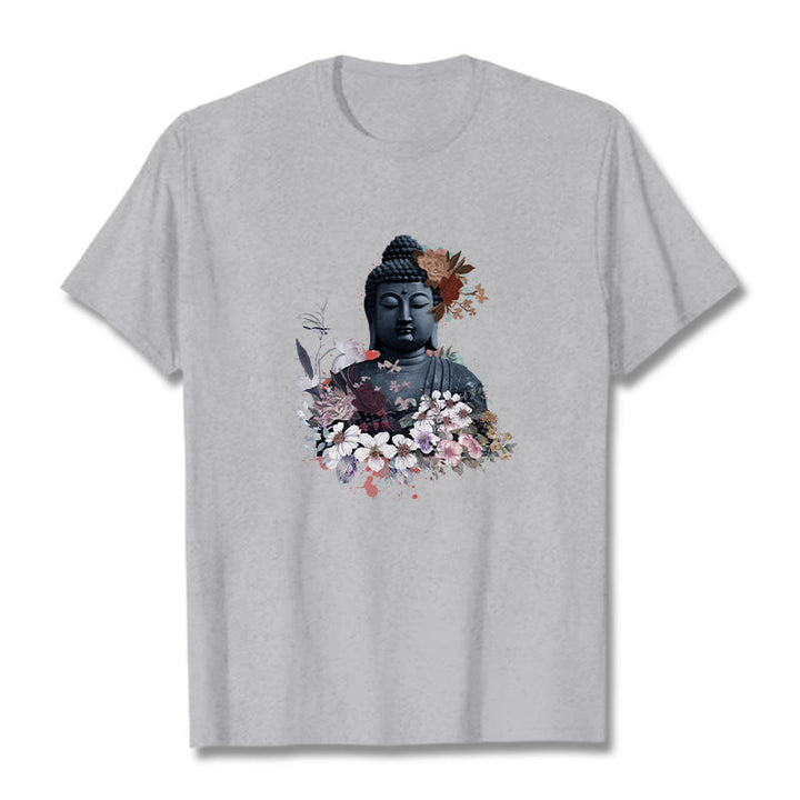 Buddha Stones Bunte Blumen Rund Um Buddha Muster T T-shirt - Hellgrau - 2XL - image 20