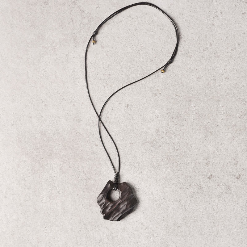 Buddha Stones Ebenholz Holz Hohl Unregelmäßige Form Frieden Balance Halskette Anhänger