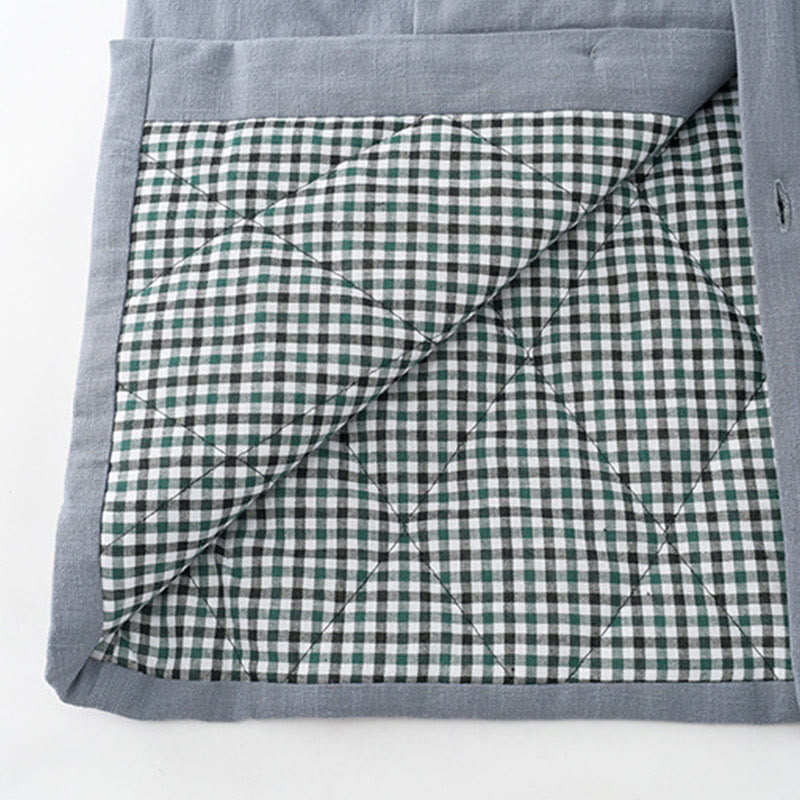 Buddha Stones Winter Herren Froschknopf Tang Anzug Leinen Baumwolle Fleece gefüttert Jacke Hemd mit Taschen - image 8