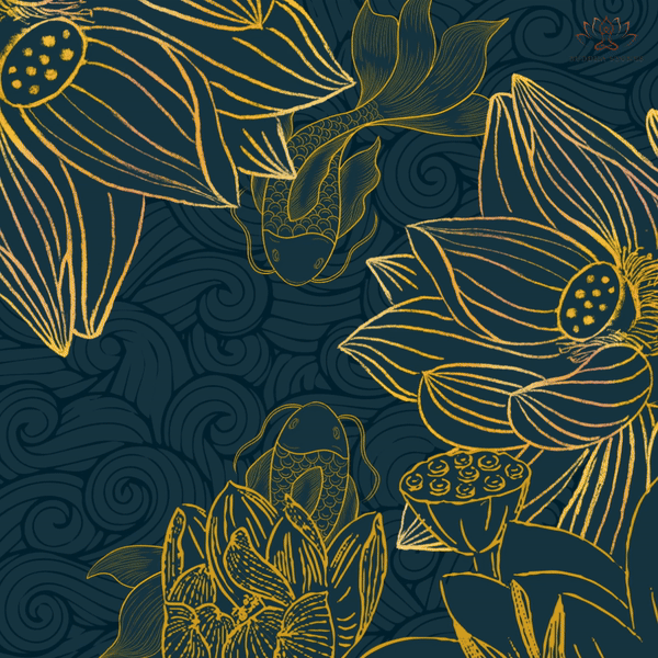 Buddha Stones Grau Golden Koi Fisch Lotus Print Gym Leggings Damen Yoga Hose - image 2