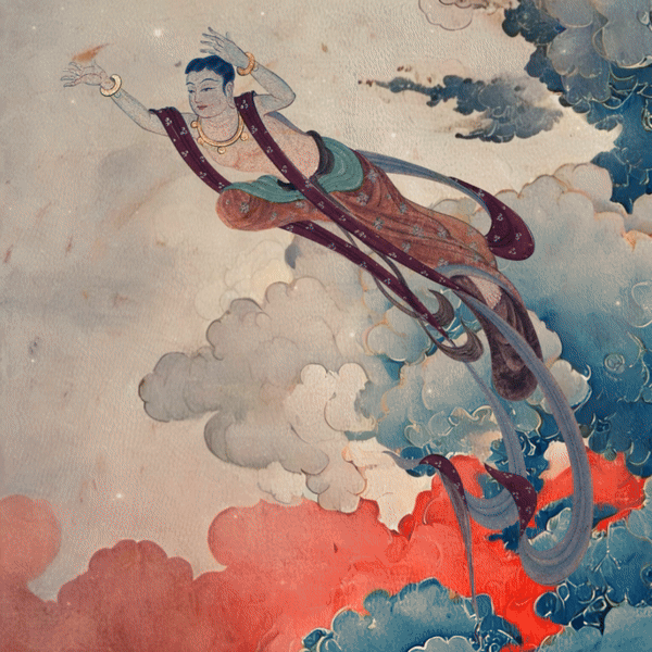 Buddha Stones Dunhuang Fliegende Apsaras Glückverheißende Wolken Print Fitness Leggings Damen Yogahose - image 2