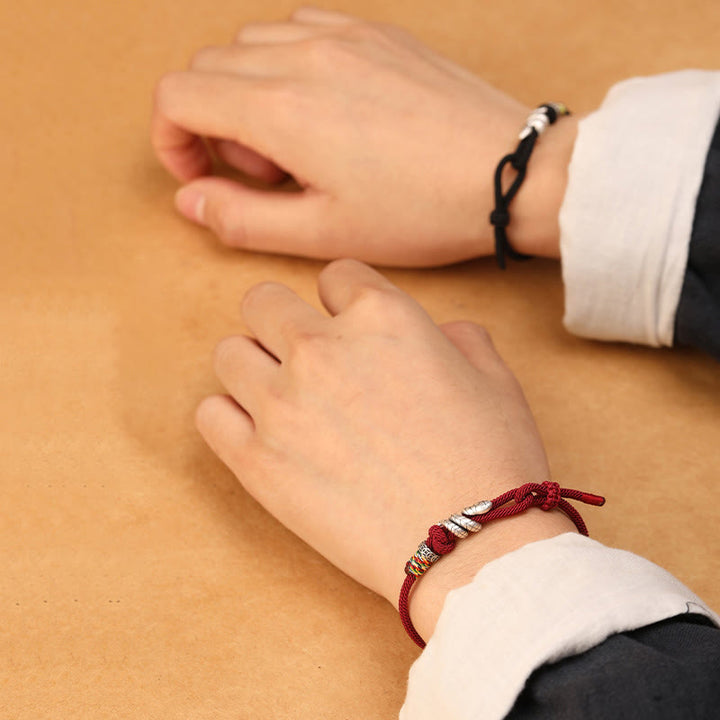 Buddha Stones Red String 925 Sterling Silber Jahr der Schlange Münze Ring Schlange Glück Armband - image 10