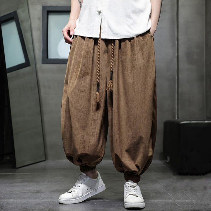 Buddha Stones Einfarbige Cord-Thermo-Haremshose für Herren mit Kordelzug und Taschen - Peru (Thermal) - US/ UK/AU46,EU56 (5XL) - image 0